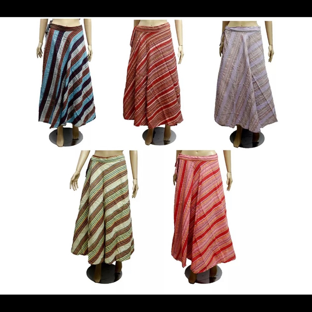 🆕🆕🆕✨BOHO STRIPED WRAP SKIRT SARONG FROM INDIA - Picture 9 of 9